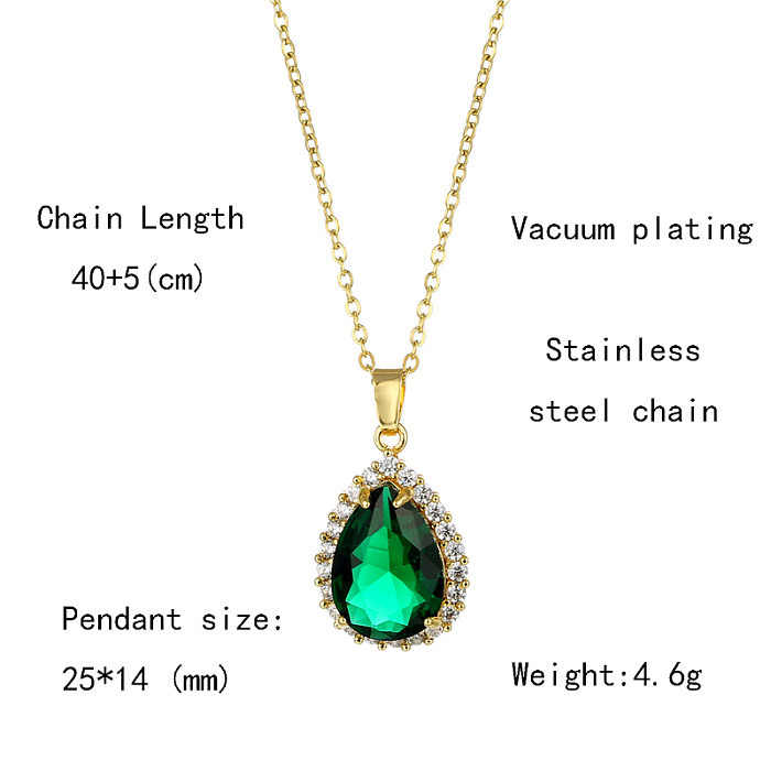 Wholesale Artistic Water Droplets Stainless Steel  Stainless Steel 18K Gold Plated Gold Plated Zircon Pendant Necklace
