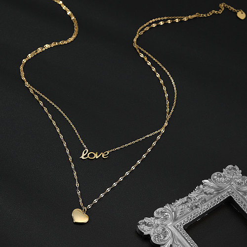 Collier en acier inoxydable en forme de coeur de lettre de mode plaqué colliers en acier inoxydable