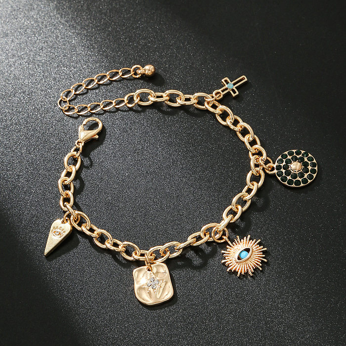 Bracelets ronds en titane et acier avec incrustation de zircon, style simple, vente en gros