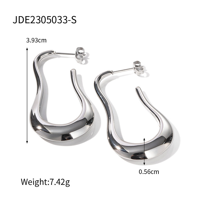 1 Pair Simple Style Artistic U Shape Water Droplets Plating Stainless Steel  Gold Plated Ear Studs