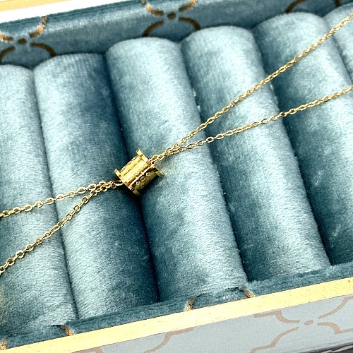 IG Style Monogram Stainless Steel Hollow Out Pendant Necklace