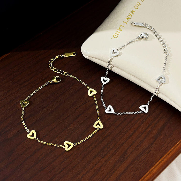 Bracelets de placage en acier inoxydable en forme de cœur de style simple
