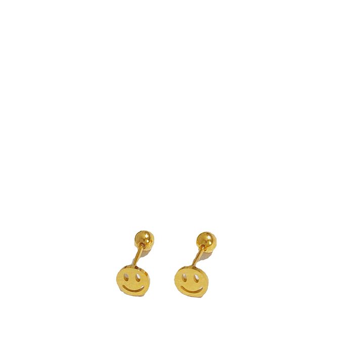 Simple Style Smiley Face Stainless Steel Plating Ear Studs 1 Pair