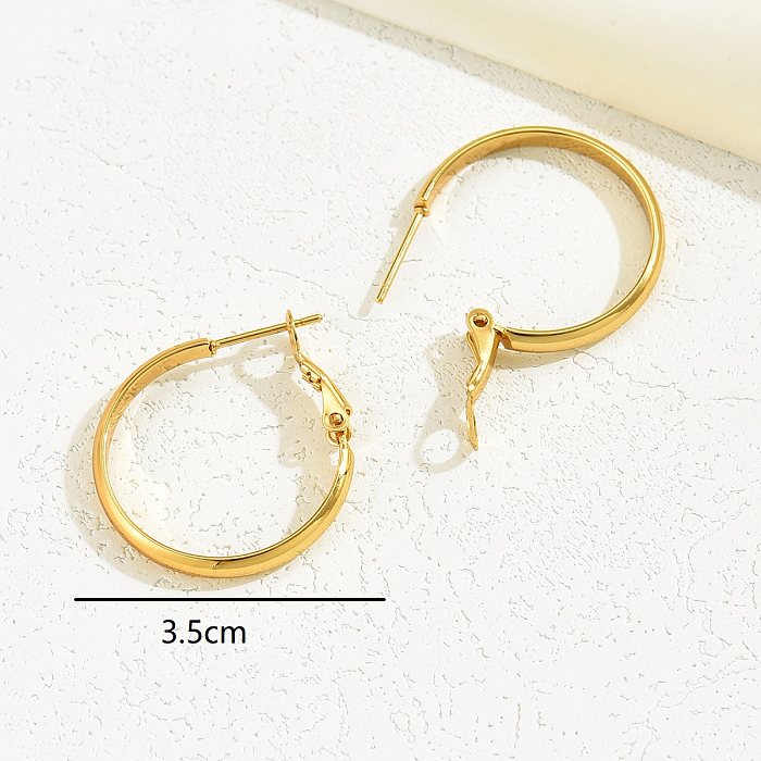 1 Pair IG Style Basic Round Plating Stainless Steel  18K Gold Plated Earrings