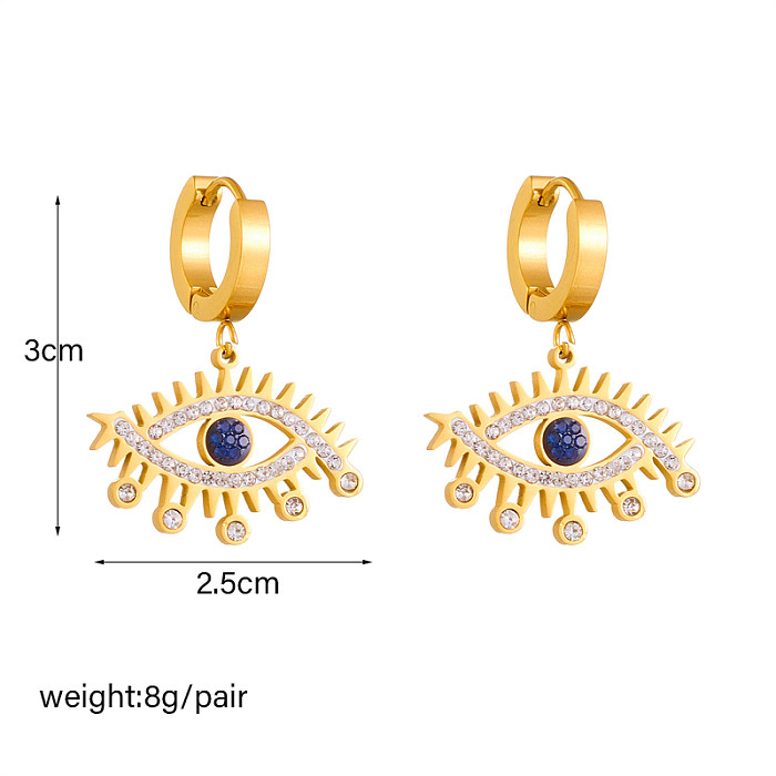 1 Pair Retro Eye Plating Hollow Out Stainless Steel 18K Gold Plated Earrings