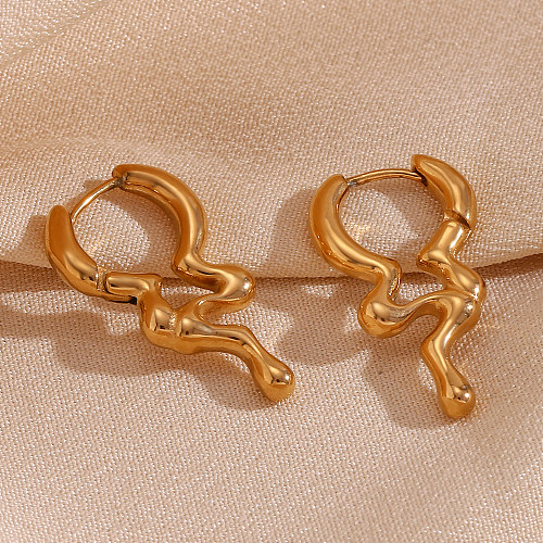 1 Pair Simple Style Irregular Solid Color Plating Stainless Steel  18K Gold Plated Earrings