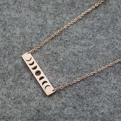 Simple Style Moon Stainless Steel  Stainless Steel Polishing Plating Hollow Out Rose Gold Plated Pendant Necklace
