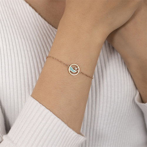 Casual Simple Style Color Block Stainless Steel Rose Gold Plated Diamond Bracelets In Bulk