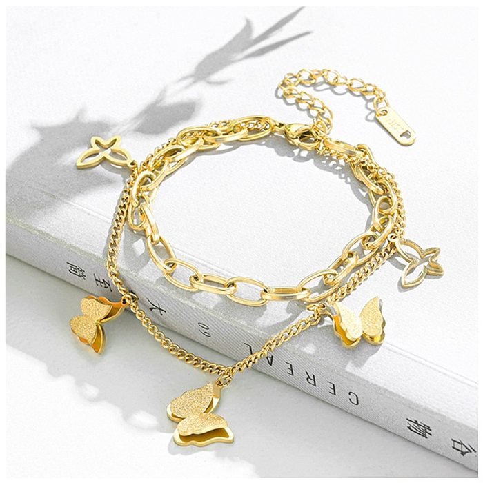 Bracelets élégants de placage d'acier de titane de papillon de Streetwear de dame