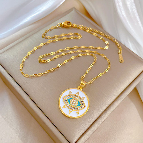 1 Piece Fashion Eye Stainless Steel  Plating Zircon Pendant Necklace