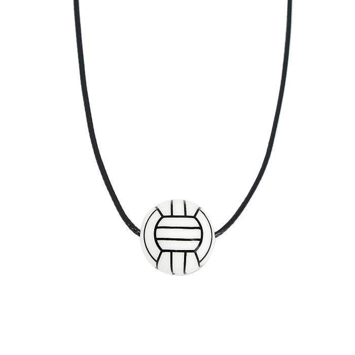 Simple Style Basketball Stainless Steel  Silica Gel Pendant Necklace