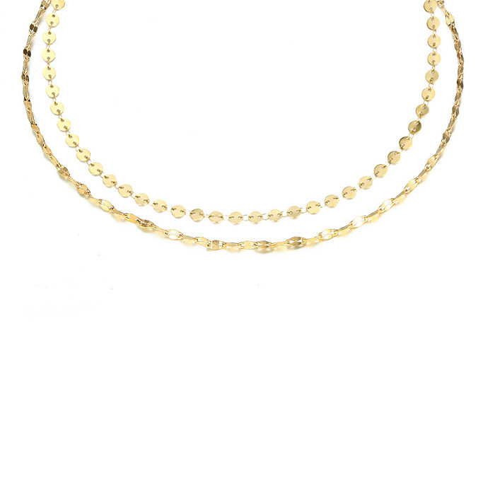 Doppellagige Kette, modische Halskette aus 14-karätigem Gold mit Edelstahlbeschichtung für Damen