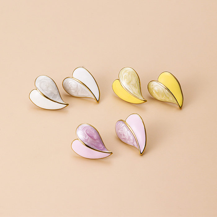 1 Pair Sweet Heart Shape Stainless Steel Plating Ear Studs