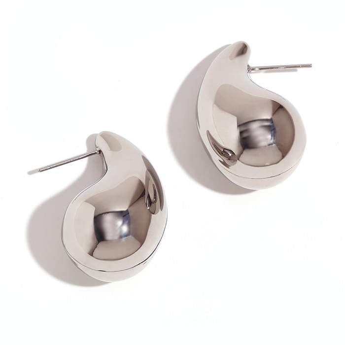 1 Pair Simple Style Classic Style Water Droplets Plating Stainless Steel  18K Gold Plated Ear Studs