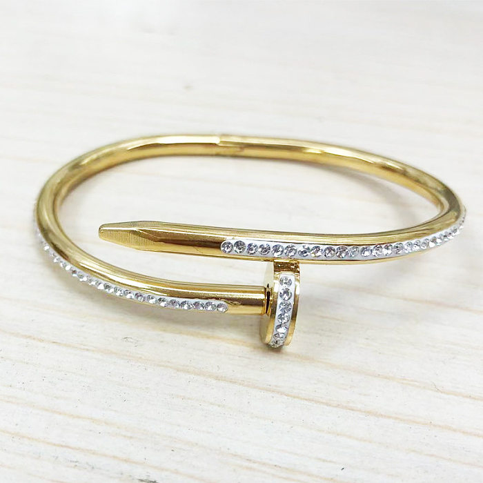 Moda titânio aço diamante espiral pulseira de aço inoxidável