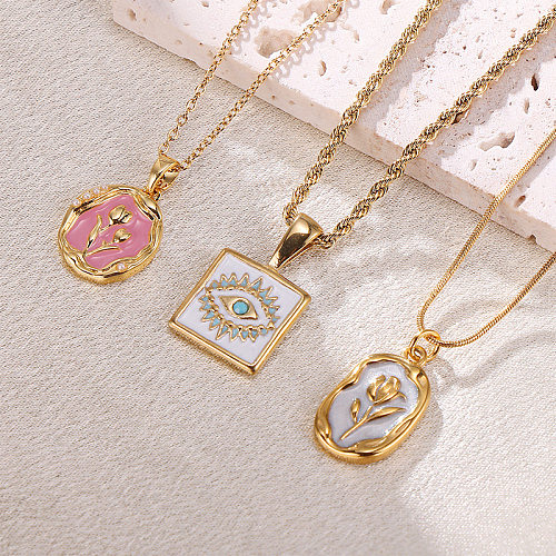 Simple Style Flower Stainless Steel  Stainless Steel Plating Pendant Necklace