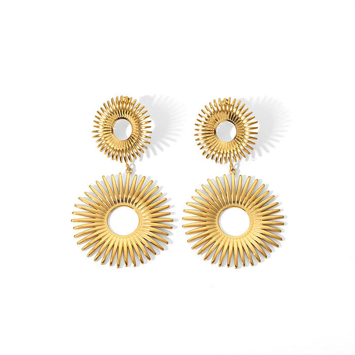 1 Pair Simple Style Classic Style Flower Plating Stainless Steel  18K Gold Plated Drop Earrings