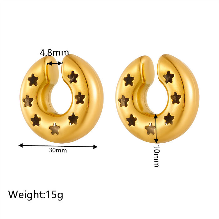 1 par de ear cuffs chapados en oro de acero inoxidable chapado en color sólido de estilo simple