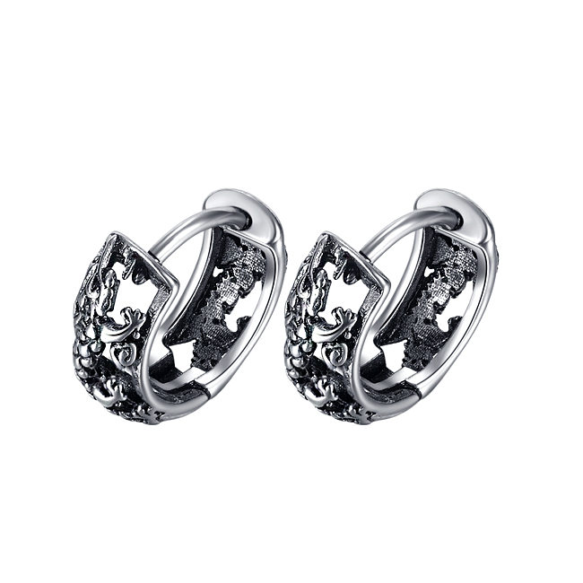 Retro Trend Hollow Geometric Round Stainless Steel  Earrings