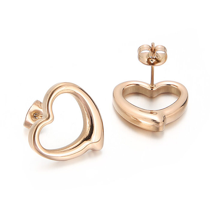 Simple Hollow Heart-shaped Stainless Steel  Earrings Wholesale