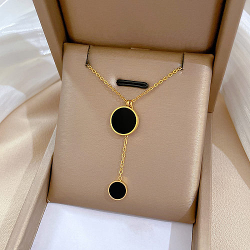 Simple Style Round Stainless Steel Copper Stoving Varnish Pendant Necklace