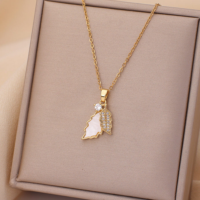 Casual Simple Style Rabbit Heart Shape Fish Tail Stainless Steel Plating Inlay Opal Pearl Zircon Pendant Necklace