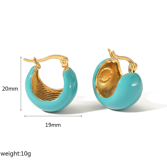 1 Paar einfache Halbkreis-Edelstahl-Ohrringe mit 18-Karat-Vergoldung