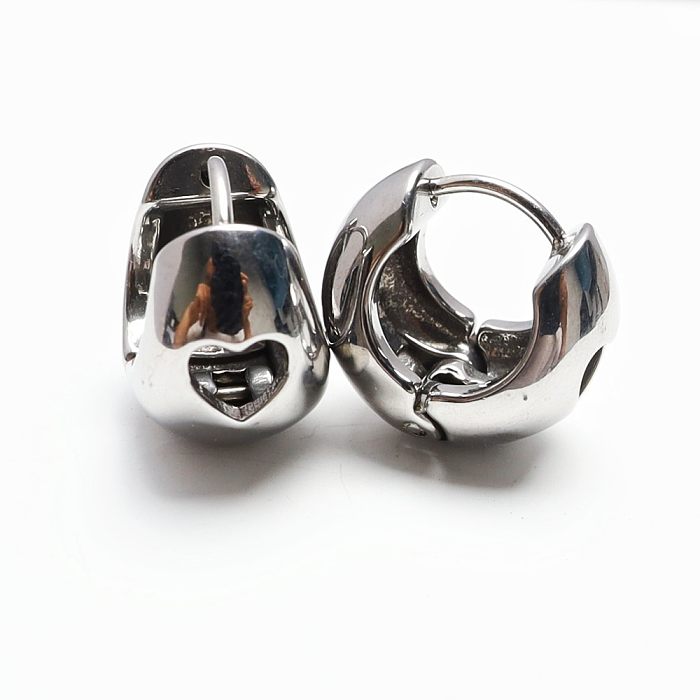 1 paire de boucles d'oreilles en acier inoxydable plaquées en forme de cœur géométrique, Style Simple