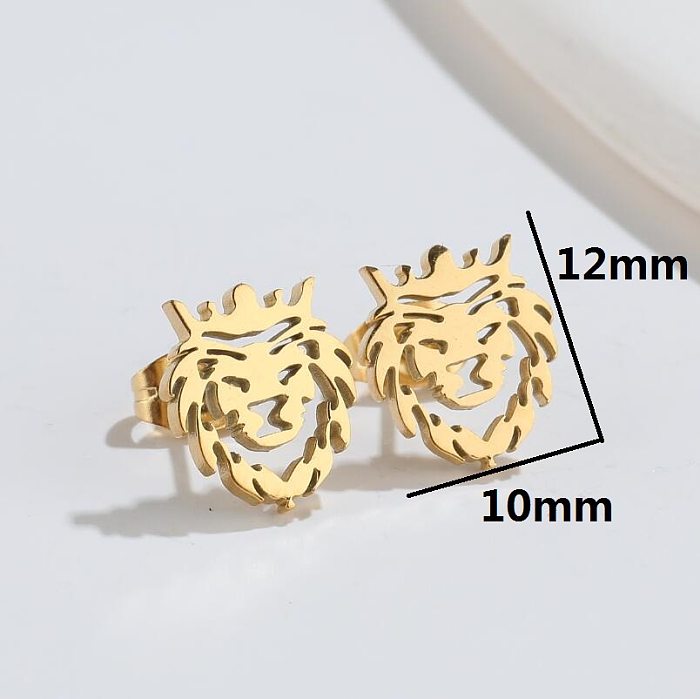 Fashion Lion Stainless Steel Plating Ear Studs 1 Pair