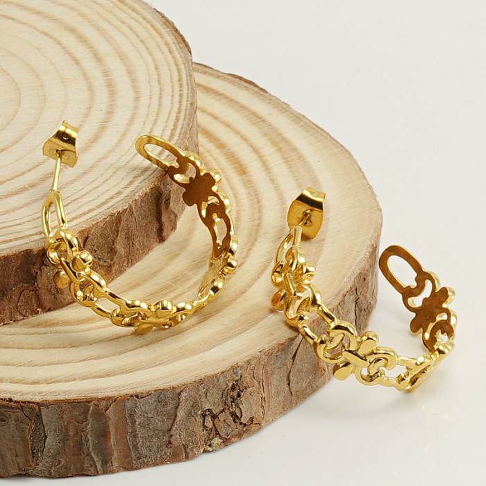 1 par de pinos de orelha banhados a ouro 18K em forma de C em forma de C