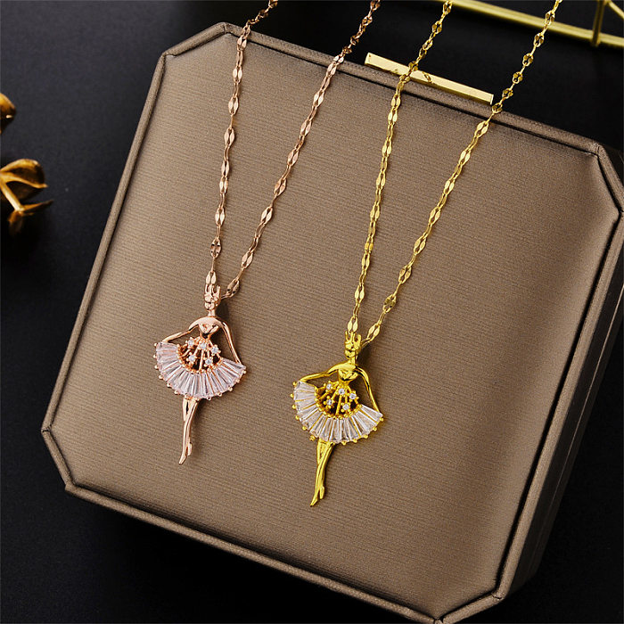 1 Piece Fashion Geometric Stainless Steel Plating Zircon Necklace