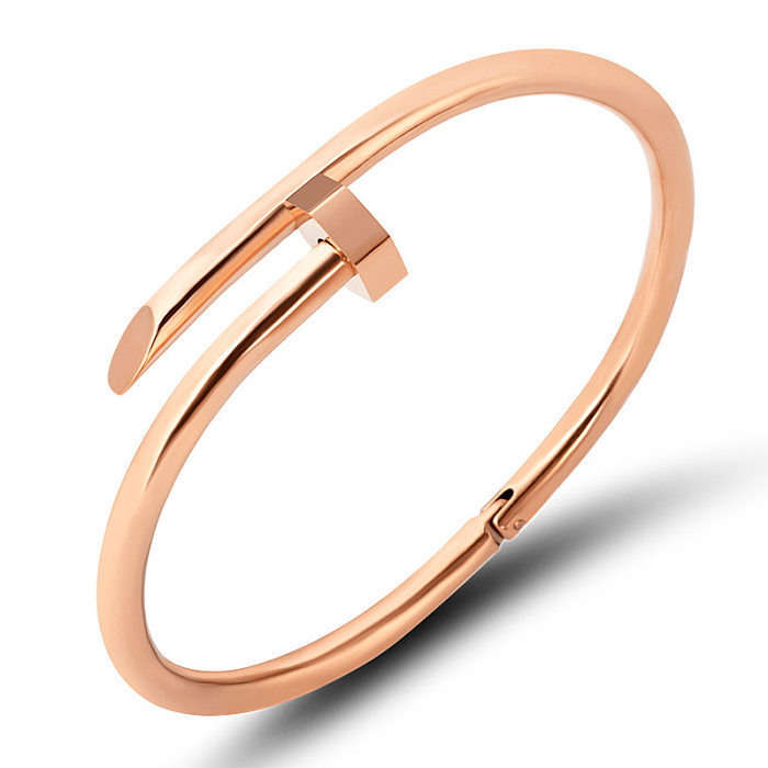 Simple Style Commute Nail Titanium Steel Plating Inlay Bangle