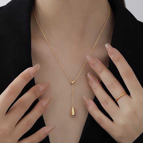 Fashion Water Droplets Stainless Steel Plating Pendant Necklace 1 Piece