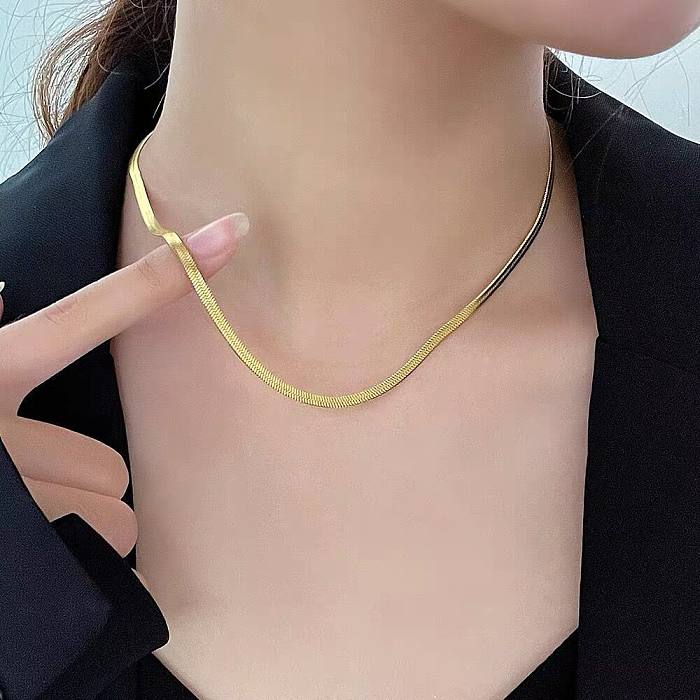Retro Solid Color Stainless Steel Plating Necklace