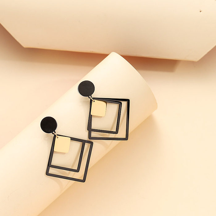 1 Pair Simple Style Rhombus Plating Stainless Steel  Gold Plated Drop Earrings