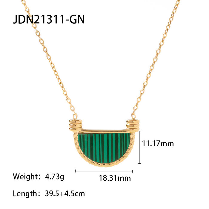 Elegant Semicircle Stainless Steel  Stainless Steel Inlay Shell Pendant Necklace