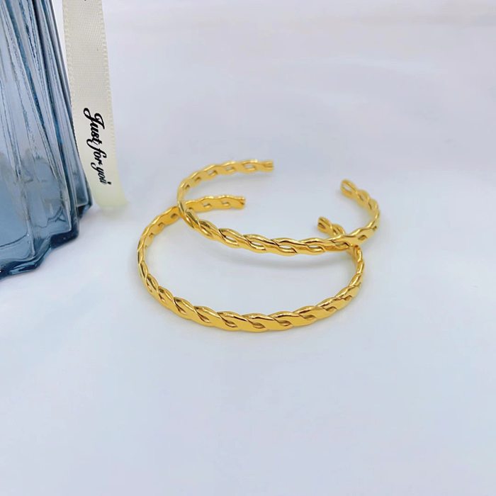 Bracelets de manchette de placage en acier titane de couleur unie de style classique de base