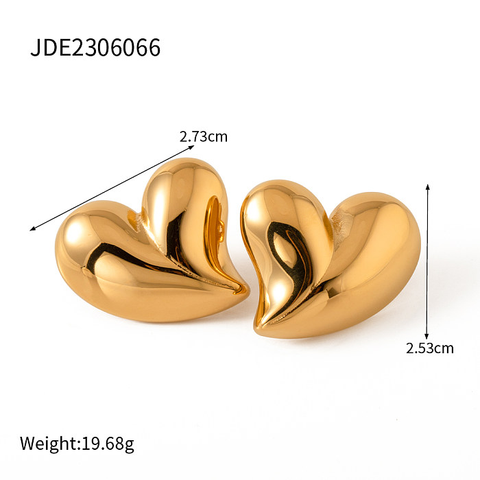 Colar banhado a ouro 18K em forma de coração estilo IG em aço inoxidável
