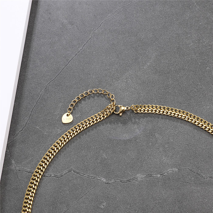 Collar chapado en oro de 18 quilates con revestimiento de acero inoxidable de color sólido de estilo simple