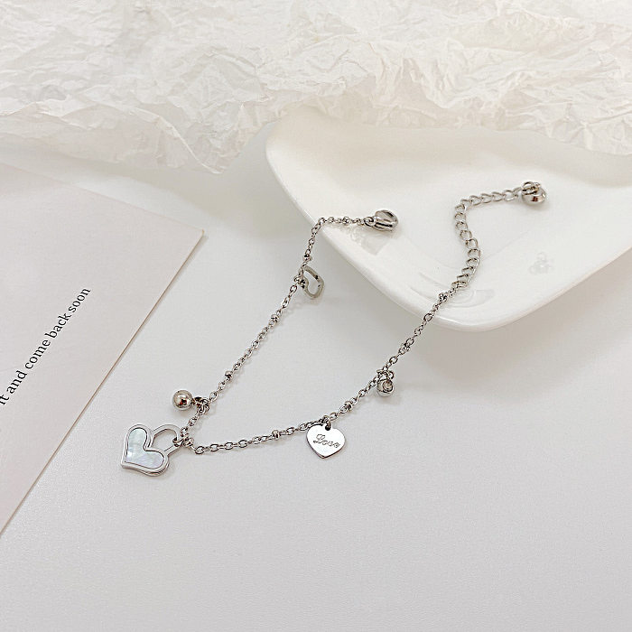 OPK Ornament Japanese And Korean Ins Style Fashion Titanium Steel Bracelet Special-Interest Design All-Match Heart Shell Stainless Steel Bracelet For Women