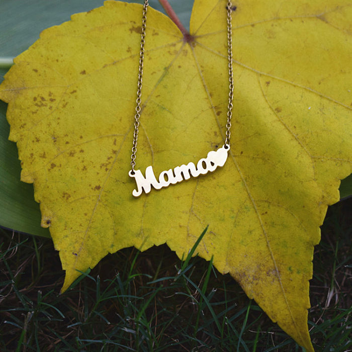 1 Piece Fashion MAMA Letter Heart Shape Stainless Steel  Plating Necklace