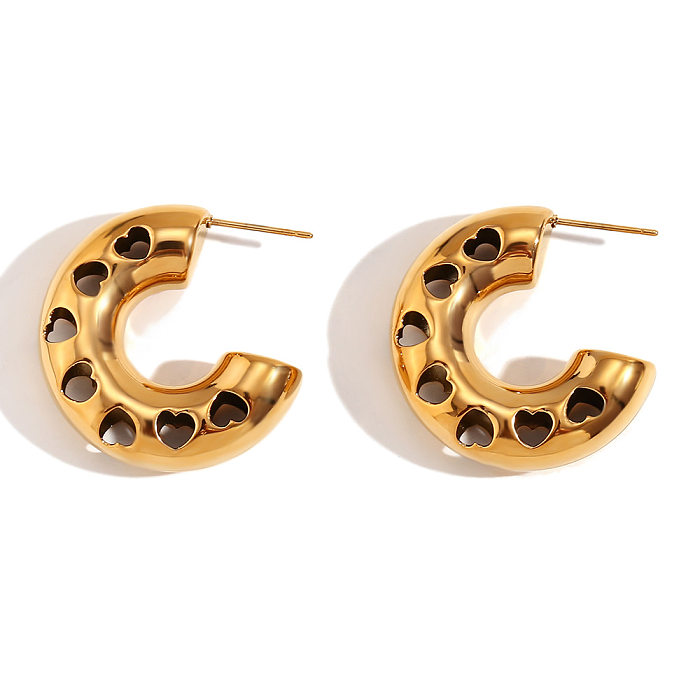 1 Pair Simple Style C Shape Stainless Steel  Earrings