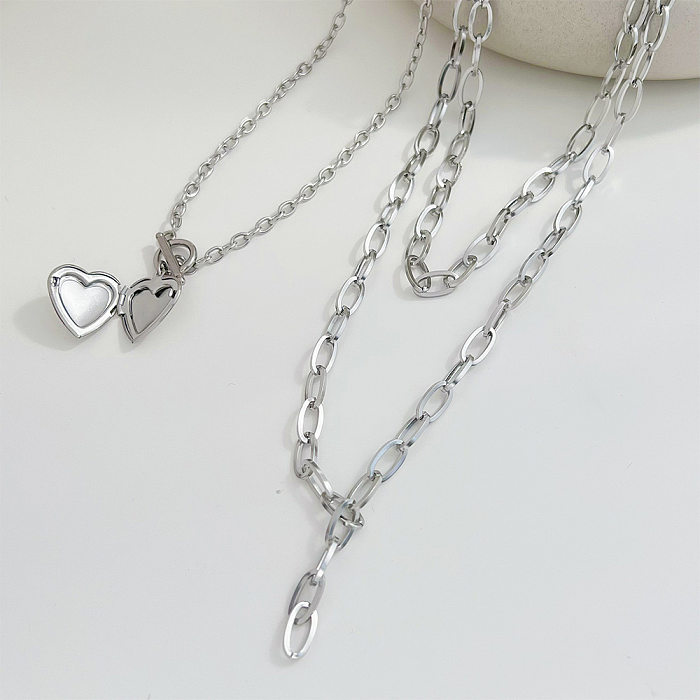 Colar luxuoso de aço inoxidável em formato de coração com revestimento de colares de aço inoxidável
