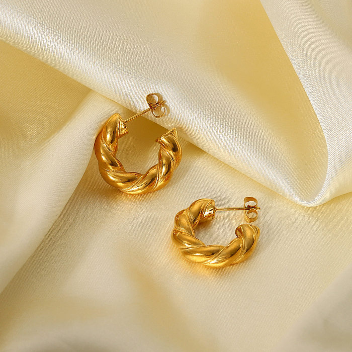 Modische Ohrringe in C-Form aus 18 Karat vergoldetem Edelstahl für Damen