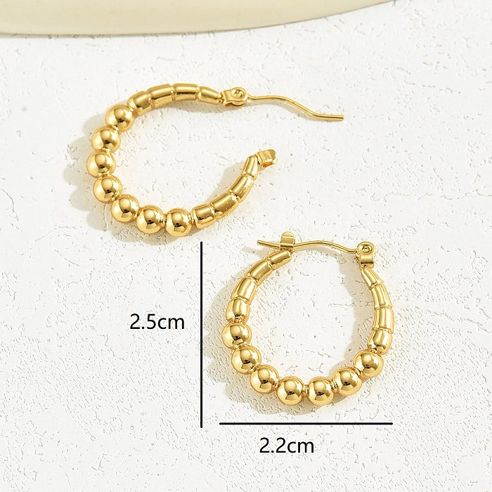 1 Pair Simple Style Commute Solid Color Plating Stainless Steel  18K Gold Plated Earrings