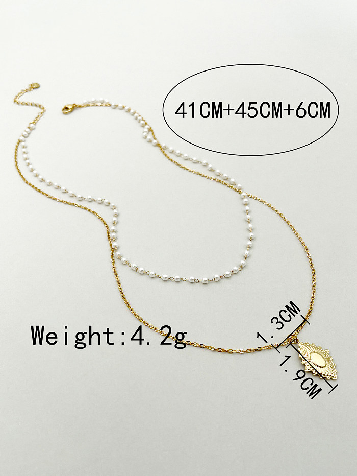 Casual Rhombus Stainless Steel  Polishing Plating Gold Plated Layered Necklaces