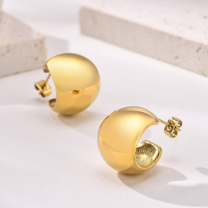 1 par de brincos de argola banhados a ouro 18K, estilo vintage, estilo simples, cor sólida
