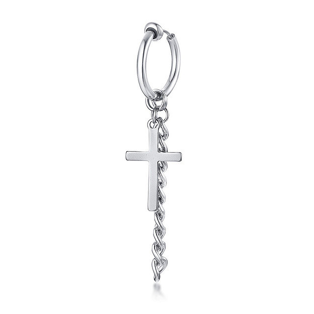 1 Piece Punk Cool Style Cross Chain Stainless Steel  Ear Cuffs