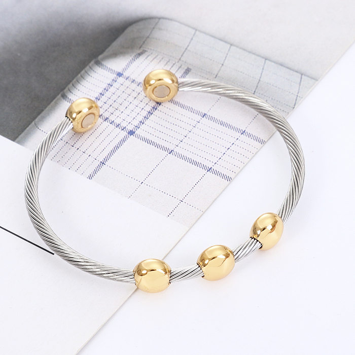 Casual Simple Style Oval Stainless Steel Magnetic Bangle