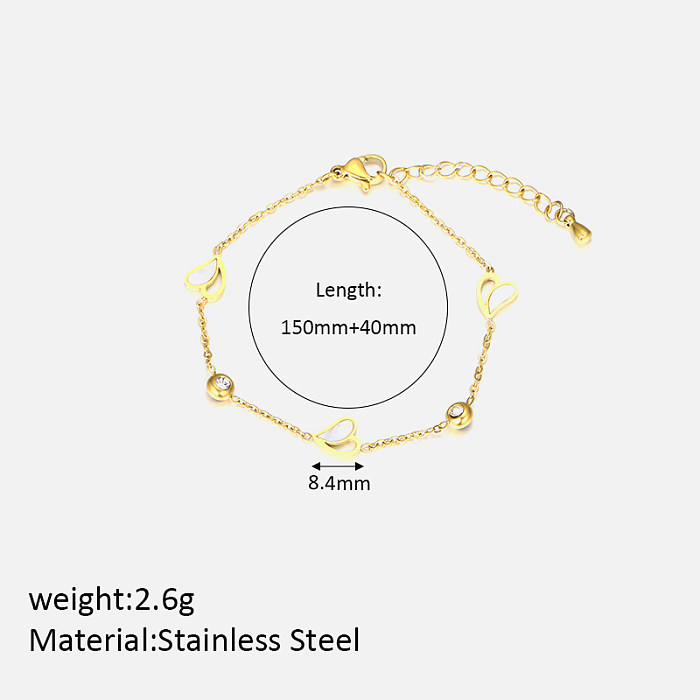 Sweet Heart Shape Stainless Steel Plating 18K Gold Plated Bracelets